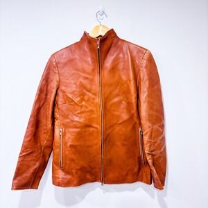 VERA PELLE Taupe leather jacket | Vintage minimalist | Small